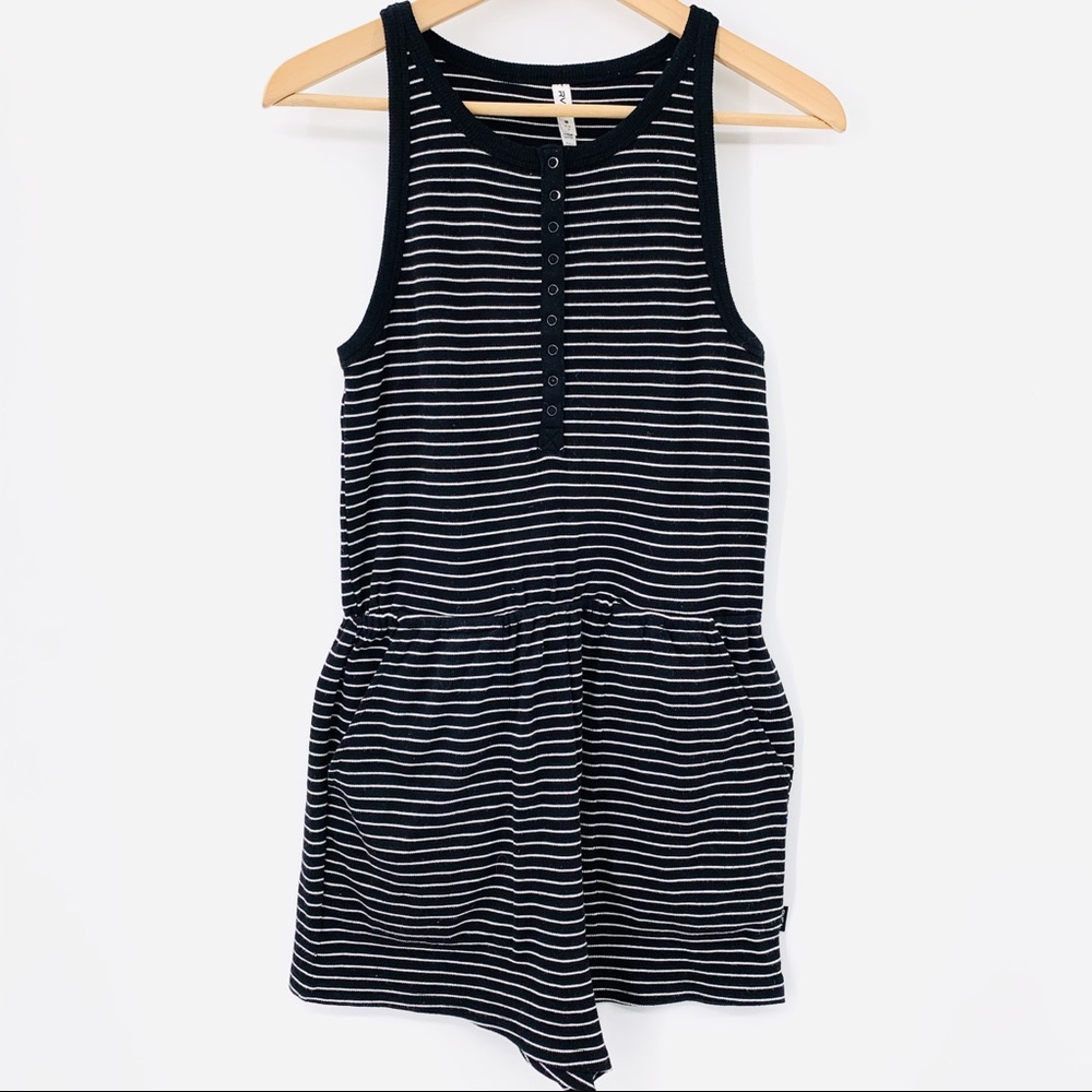 RVCA || Black and White Striped Romper